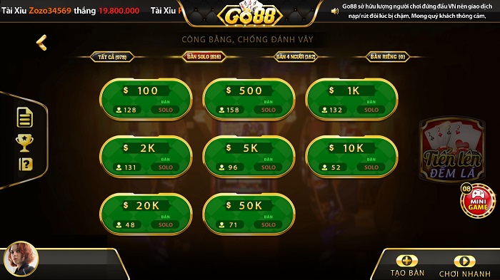 Giới thiệu và kinh nghiệm chơi Tiến Lên Đếm Lá cổng game Go88