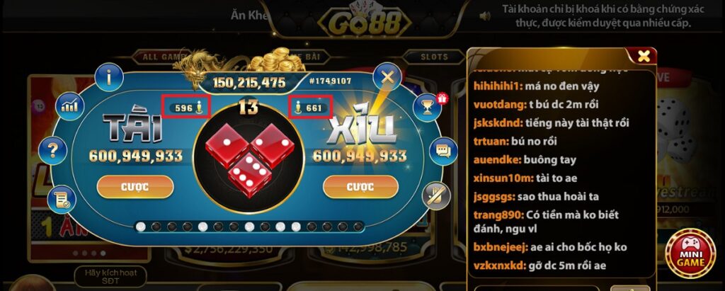 Số lượng người chơi cực khủng tại cổng game Go88