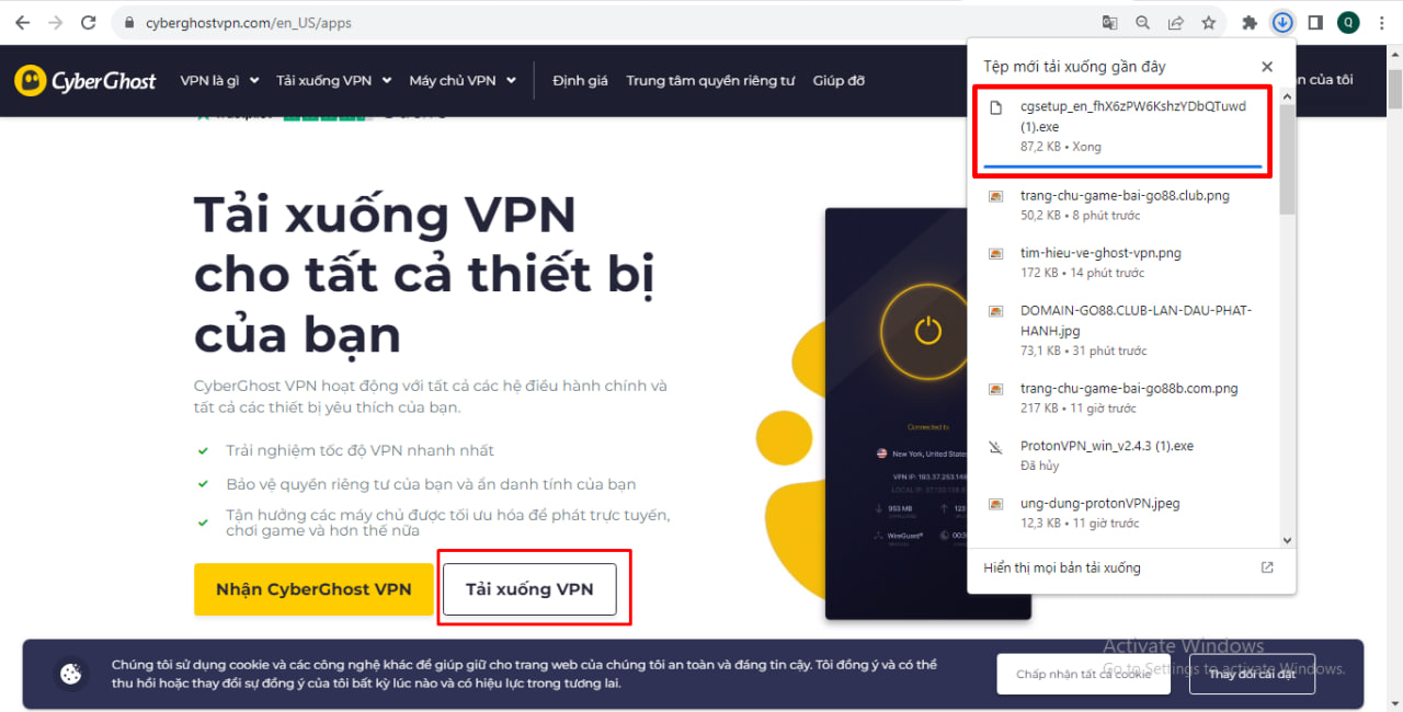 tải ứng dụng CyberGhost về máy tính