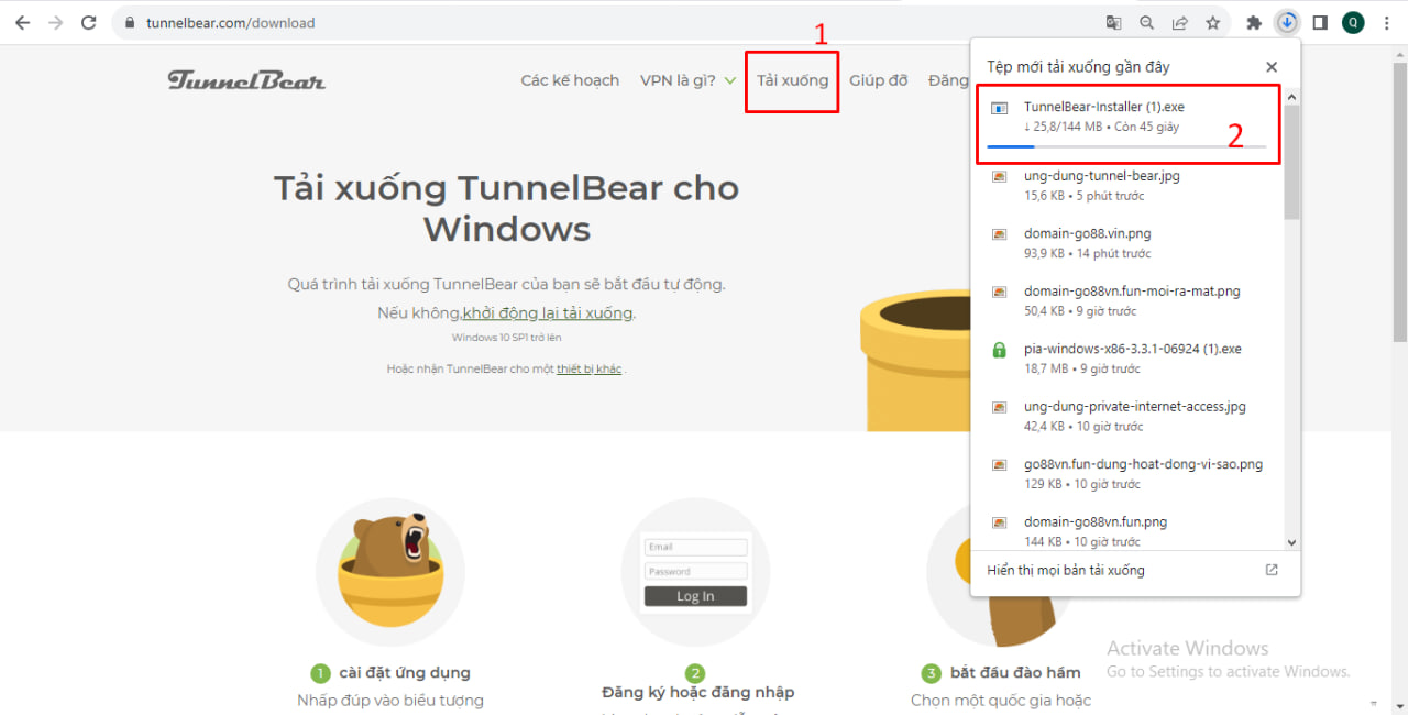 tải ứng dụng TunnelBear về máy tính