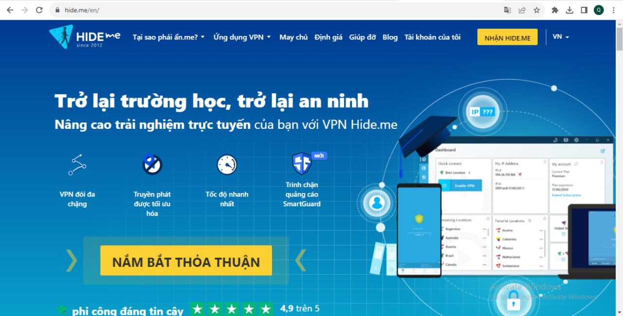 trang web của hide.me